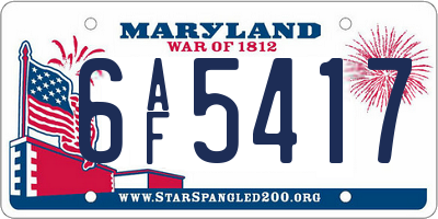 MD license plate 6AF5417