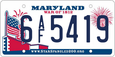 MD license plate 6AF5419