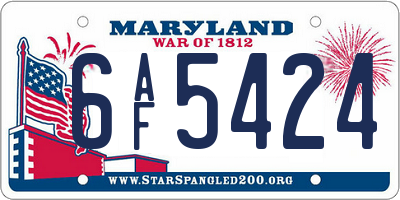 MD license plate 6AF5424