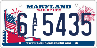 MD license plate 6AF5435
