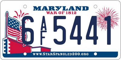 MD license plate 6AF5441