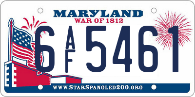 MD license plate 6AF5461
