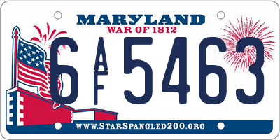 MD license plate 6AF5463