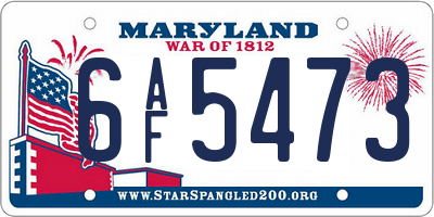 MD license plate 6AF5473