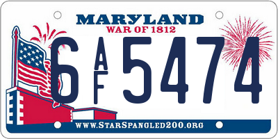 MD license plate 6AF5474