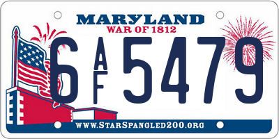 MD license plate 6AF5479