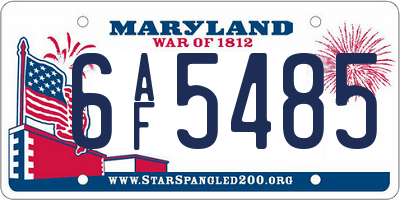 MD license plate 6AF5485