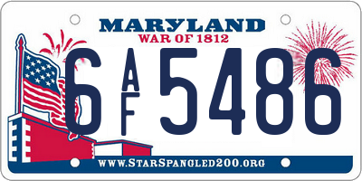 MD license plate 6AF5486