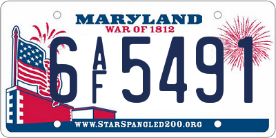 MD license plate 6AF5491