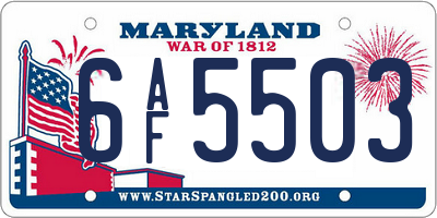 MD license plate 6AF5503