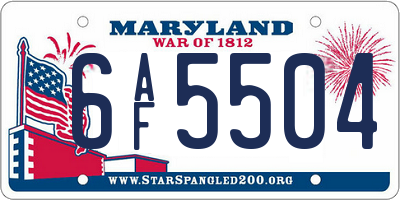 MD license plate 6AF5504