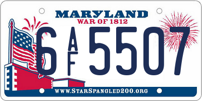 MD license plate 6AF5507