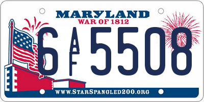 MD license plate 6AF5508