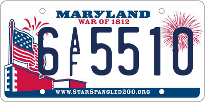 MD license plate 6AF5510