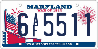 MD license plate 6AF5511