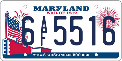 MD license plate 6AF5516