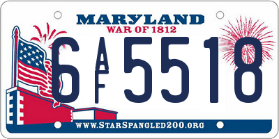 MD license plate 6AF5518