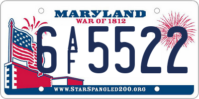 MD license plate 6AF5522
