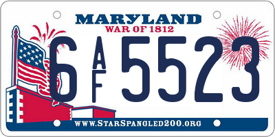 MD license plate 6AF5523