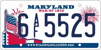 MD license plate 6AF5525