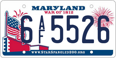 MD license plate 6AF5526
