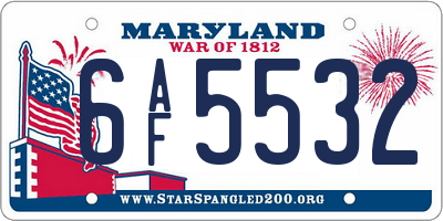 MD license plate 6AF5532