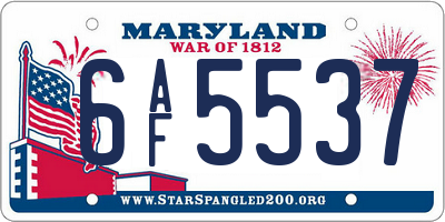 MD license plate 6AF5537