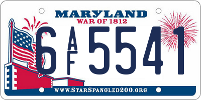 MD license plate 6AF5541