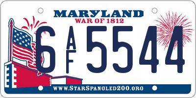 MD license plate 6AF5544