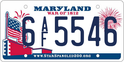 MD license plate 6AF5546
