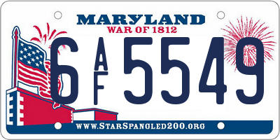 MD license plate 6AF5549