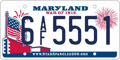 MD license plate 6AF5551