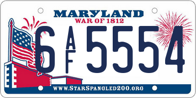 MD license plate 6AF5554