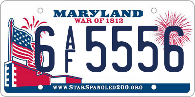 MD license plate 6AF5556