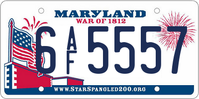MD license plate 6AF5557