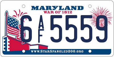 MD license plate 6AF5559