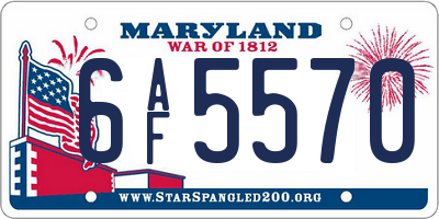 MD license plate 6AF5570