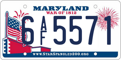 MD license plate 6AF5571