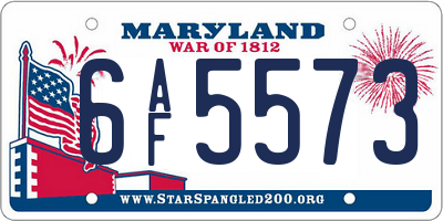 MD license plate 6AF5573