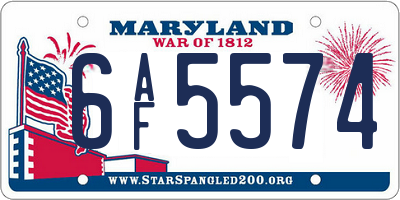 MD license plate 6AF5574