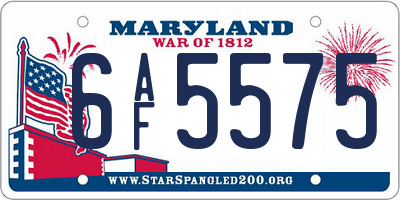MD license plate 6AF5575