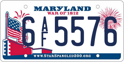 MD license plate 6AF5576
