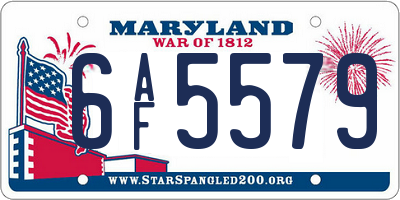 MD license plate 6AF5579