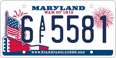 MD license plate 6AF5581