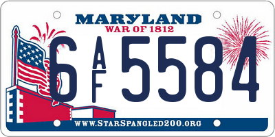 MD license plate 6AF5584