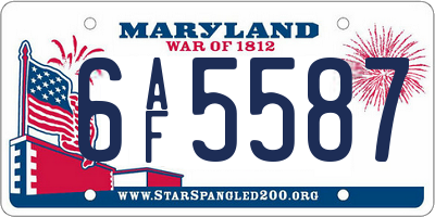 MD license plate 6AF5587