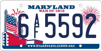 MD license plate 6AF5592