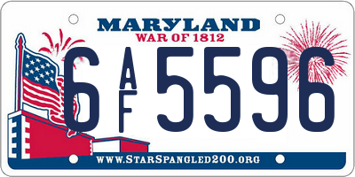MD license plate 6AF5596