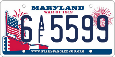 MD license plate 6AF5599