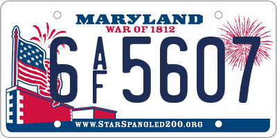 MD license plate 6AF5607